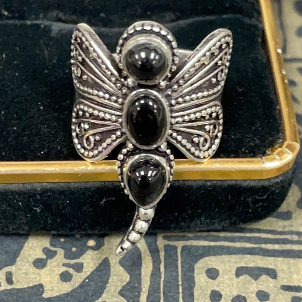 Onyx Dragonfly Ring - image 6